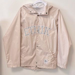 Ethik Clothing Co. Cream Hoodie Raincoat Womens Small